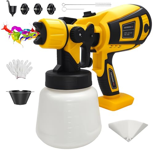 Zaun-Farbsprühgerät Kompatibel mit Dewalt 18V Akku, Kabellose HVLP Farbspritzpistole mit 3 Kupferdüsen und 3 Mustern für Schuppen, Wände, Decken, Schränke, Türen (Batterie nicht im Lieferumfang