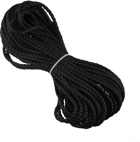 ReachMall Multipurpose 6mm x 20m Black Rope Made from High Density Polyethylene, Suitable for Diverse Applications