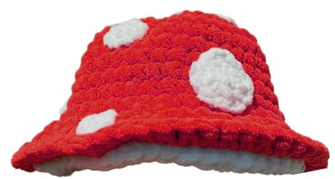 Sombrero de seta hecho a mano, resistente a las bolitas, floral, suave, de ganchillo, gorra de pescador, broche de calle, para mujer, Halloween, fiesta, cosplay, accesorios de disfraz, rosso, Adult 55
