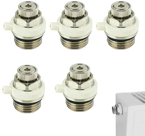 5 Stück Entlüftungsventil Heizkörper mit 1/2 Anschluss - Automatische Heizkörperentlüfter aus Messing für Zentralheizungen Heizkörperregler und Zubehör