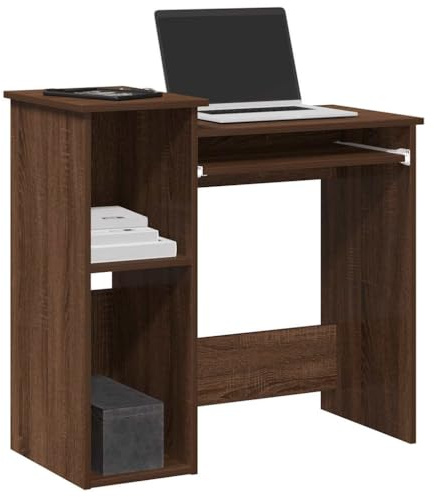 Frdhee Eckschreibtisch Gaming Schreibtisch,Schreibtisch mit Regal Braun Eichen-Optik 84x40x78 cm für Büro, Studentenwohnheim