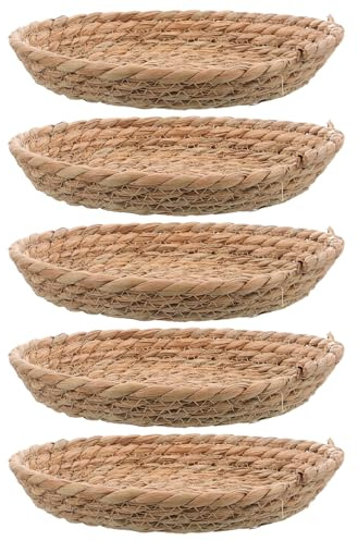Homoyoyo 5 Nidos de Paja Tejidos para Aves Cama Nido de Gallina Tamaño 19-21 Cm Base Plana de Junco Natural y Cómodo para Gallineros y Anidación Segura