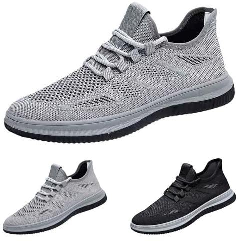 Chaussures de tennis en salle pour homme - Baskets antidérapantes - Respirantes - Semelle plate - Chaussures de fitness tendance - Légères - Chaussures de fitness, gris, 41 EU
