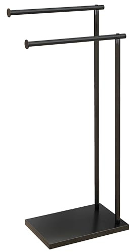 HOMCOM Handtuchhalter Stehend mit 2 Stangen 35,5 x 20 x 78 cm Schwarz