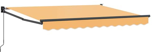 Foknhdi Toldo extensible con brazo articulado de 3,5 x 2,5 m, toldo de manivela manual para terraza y balcón, marco de aluminio estable con tela de poliéster, dispensador de sombra en arena
