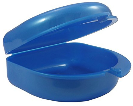 Estuche para retenedores, protectores bucales, dentaduras y más, azul