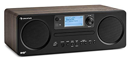AUNA Worldwide CD - Radio Internet Bluetooth, Radio Dab Casa, Lettore CD e sintonizzatore DAB/DAB +, Radiosveglia, USB, Spotify, AUX, Noce