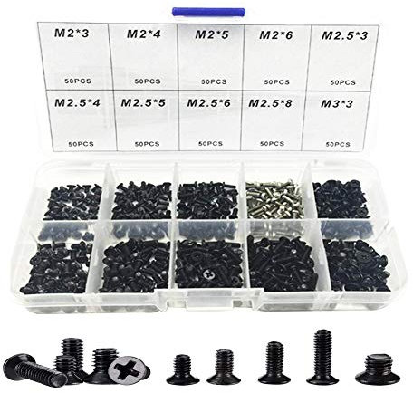 Set di Viti per Computer Portatile-(500 Pezzi)Viti M2 M3 M2.5,Per Laptop/Notebook/Computer,Nero