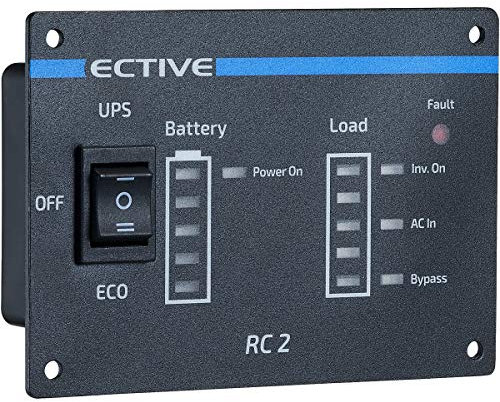 ECTIVE RC2 Wechselrichter Fernbedienung mit Ladestandsanzeige - 3m Kabel, RJ12- Batteriebetrieb, Fehler, Leistungs/Standby, Momentanverbrauch- Anzeige, EIN-/Aus-Schalter