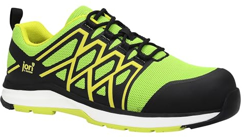 JORI Sicherheitsschuhe jo_Swift Green-Yellow Low ESD S1P, Damen und Herren, Textil, Kunststoffkappe (Leichter als Stahlkappe), leicht, sportlich 45, Schwarz-Grün-Gelb