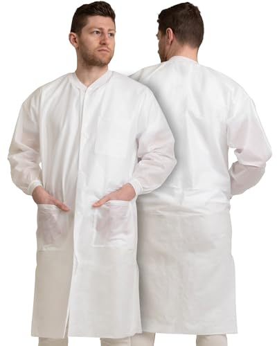 Medical Nation 50 Disposable Lab Coats - White Lab Coat for Women Men, Knee Length, Comfortable and Durable White Coat | Perfect For Use in Hospitals, Pharmacies, Labs, Clinics, at Home | Size Small