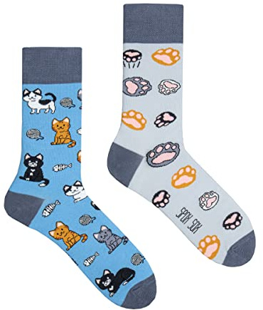 Spox Sox - calcetines coloridos, divertidos y extravagantes - un regalo divertido, 36-39, Gatos