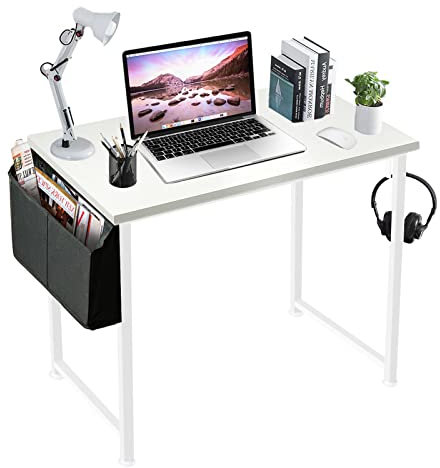 Lufeiya Weißer kleiner Schreibtisch für Schlafzimmer – Student Kinder Arbeitszimmer Schreibtisch für Zuhause, Büro, Schlafzimmer, kleine Räume, 81,3 cm, moderner Mini-Laptop-PC-Computertisch, Weiß