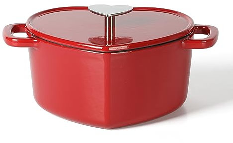 Martha Stewart Heart Shaped Enamel Cast Iron 2-Quart Dutch Oven - Red