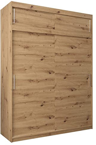 MEBLE KRYSPOL Tokyo 180 Kleiderschrank mit Zwei Schiebetüren für Schlafzimmer – moderner Aufbewahrungsschrank mit Kleiderstange und Regalen – 180x240x62cm - Artisan mit Verlängerung