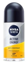 NIVEA Roll On Men Cool Active Energy 50 ml (Pack of 3) Formulated With Zinc Complex, Provides Long-lasting 48h Antiperspirant Protection for All Skin Types, Including Normal Skin