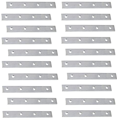 AERZETIX - C65807 - Set di 20 Piastre di montaggio piatte 110x15x2mm perforate con 4 fori - staffa di fissaggio - in acciaio - raccordo per mobile montaggio regolabile ferramenta
