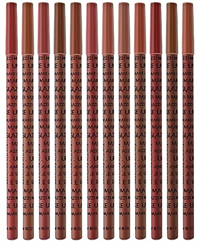 12 Couleurs Crayon À Lèvres Lip Liner Set Maquillage Imperméable Longue Durée Multicolore Contour Des Lèvres Fini at