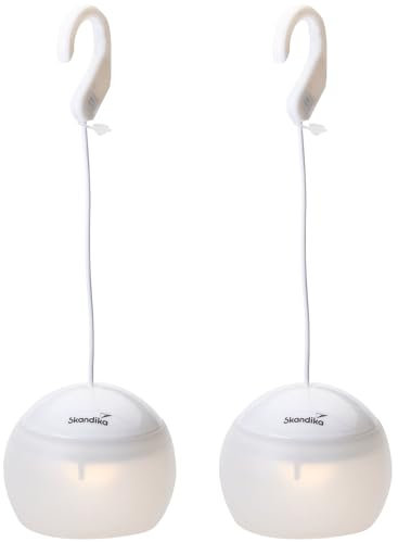Skandika LED Campinglampe Tufjord |3 Lichtmodi, 2000 mAh Akku, wiederaufladbar, Zeltlampe, Nachtlicht |Lampe für Camping, Garten, Dekoration, Wandern (weiß, 2er-Set)