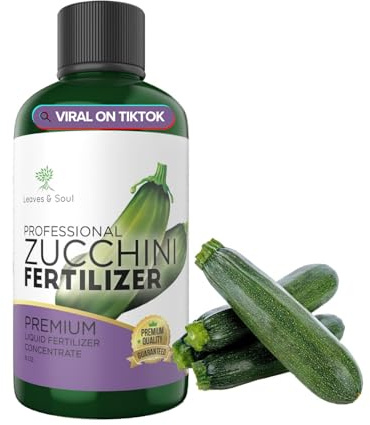 Professional Zucchini Fertilizer Liquid 5-1-5 Concentrate 8 oz, Premium Zucchini Fertilizer for Plants, Organic Food, Liquid Plant Fertilizer for Garden Vegetables Made in USA