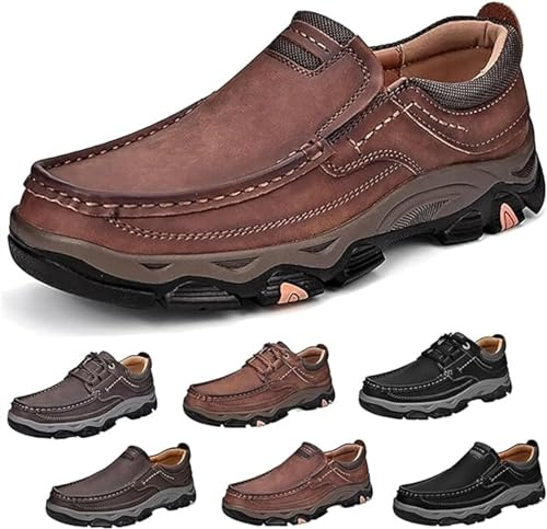 Zapatos Comfymore for Hombres, Zapatos ortopédicos for Caminar, Mocasines de Cuero Genuino, Zapatos de Cuero ortopédicos (Color : Light Brown B, Size : 42)