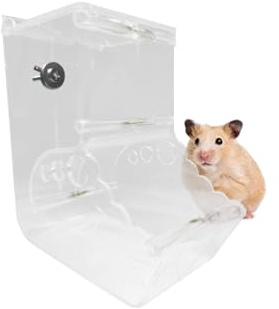Benixmidart Comedero automático para hámster, comedero automático de acrílico transparente para mascotas, cuenco de comida para hámster, dispensador de comida para cobayas, suministros de alimentación