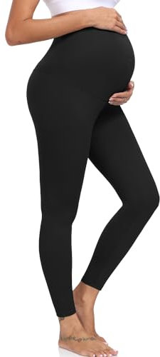 ACTINPUT Umstandsleggings Damen Blickdicht High Waist Umstandshose Elastisch Schwangerschaftsleggings Umstandsmode Leggings for Schwangerschaft(Schwarz,S)