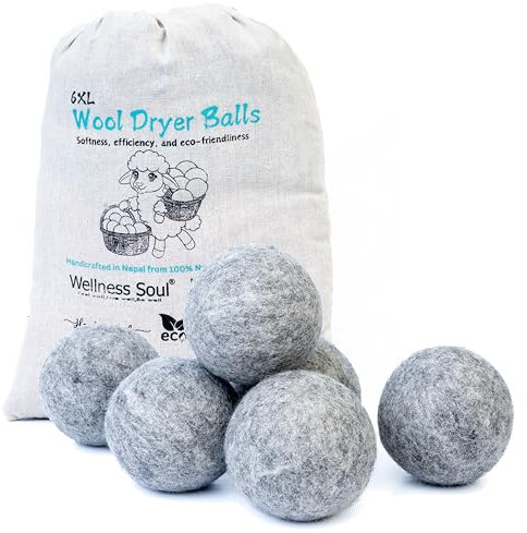 Juego de 6 bolas de lana para secador, suavizante natural, reutilizable, reduce las arrugas y el tiempo de secado, antiestáticas, bolas de lana de fieltro grandes, mejor alternativa a las bolas de