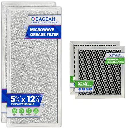 Bagean Grease Microwave Vent Filter W10208631A and Charcoal 8206230A Whirlpool Microwave Filter Replacement Combo Pack - Aluminum Mesh and Carbon Filters Refresh The Kitchen Stove Oven Air (2-Sets)