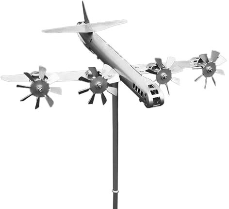 Avión de Metal Weathervane, Ornamentos de jardín de artesanías de Metal | Decoración de la Ruleta del Molino de Viento decoración de meteorólogo al Aire Libre para al Aire Libre