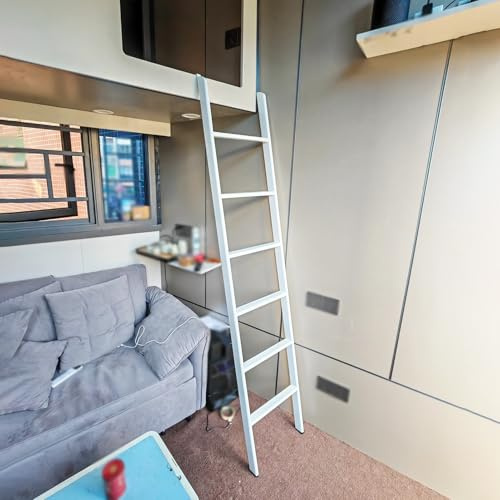 Escalera blanca ajustable para litera de 45 y 73 pulgadas, escalera de paso para ahorrar espacio para dormitorios, solución de acceso a la cama resistente y elegante, perfecta para niños y