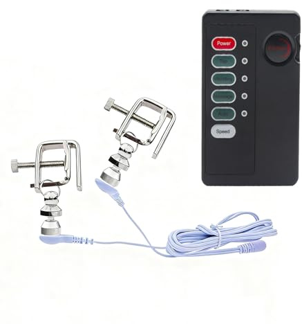 Pinze elettriche per capezzoli con morsetto regolabile e pendenti in metallo – Clip in acciaio inox per stimolazione elettrica, per donne e coppie (rettangolare)
