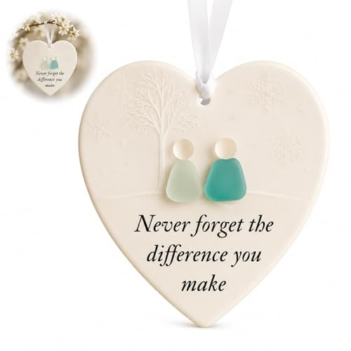 Heart-Shaped Hanging Ornament, Winter Tree, 2 Figures, Cream, 1 Piece | White Ribbon Loop, Raised Snowflake Details, For Decorative Branches, Wall Hooks, Seasonal Displays And Friend Gifts