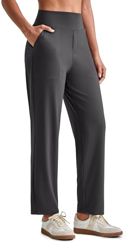 ShiftReady Pantalones de Pierna Recta para Mujer Pantalones de Yoga hasta el Tobillo con Bolsillos Elásticos de Talle Alto Pantalones Elásticos Pantalones Casuales Elegantes