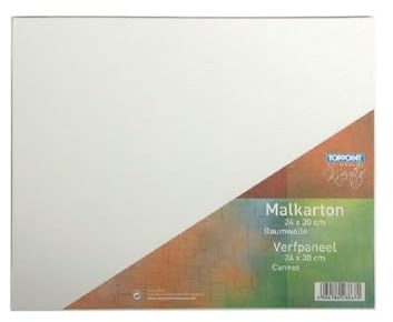 Stylex 28667-P10 – målarkartong, 24 x 30 cm, förpackning med 10, kartong 3 mm tjock, spänd med 100 procent bomullstyg, vitgrundad, för olja, akryl och temperafärger, gouache – målning
