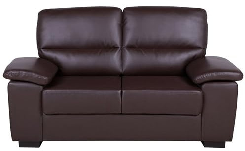 Beliani Canapé Fixe 2 Places en Cuir PU Marron pour Salon au Style Moderne
