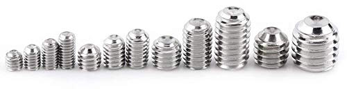 Pack von 240 Stück M3 / M4 / M5 / M6 / M8 304 Edelstahl Sechskant Madenschrauben Kopfmuttern Gewinde Cup Point Maschinenbefestigung Sortiment Kit mit Sechskantschlüssel