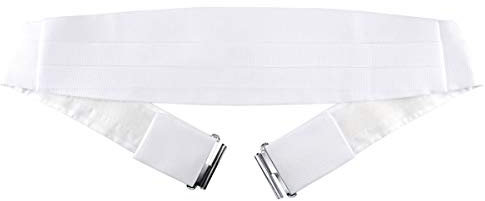 TigerTie - Herren Kummerbund Pique in weiss uni gemustert - Schärpe Leibbinde