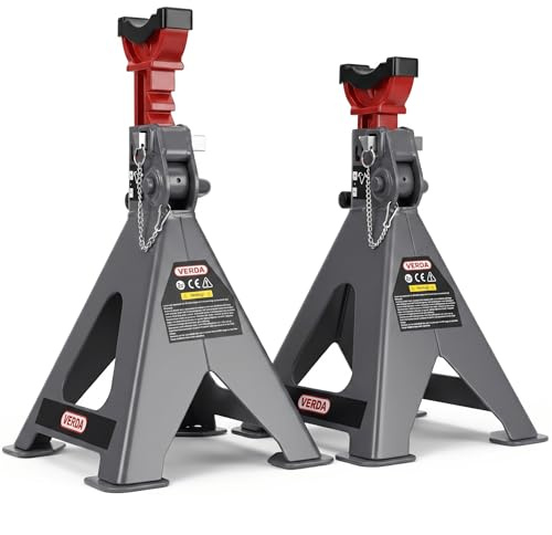 2X Caballetes de Apoyo 6T 410-600 mm Certificados GS, con Seguro + Goma, Soportes de Elevación, Caballetes para Coche, 2 Unidades, para Automóvil y Gato Hidráulico