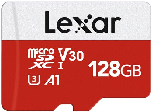 Lexar 128GB Micro SD Card E Series, microSDXC UHS-I Flash Memory Card with Adapter - Up to 100MB/s, A1, U3, Class10, V30, High Speed TF Card