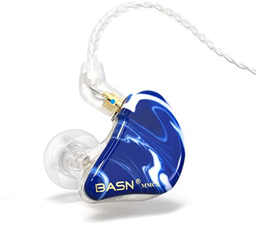 BASN MMCX Dreifach-Treiber In-Ear-Monitore mit satten Bässen, HiFi-Stereo-IEM-Kopfhörer mit verbesserten abnehmbaren Kabeln für Audiophile Musiker (Blau)