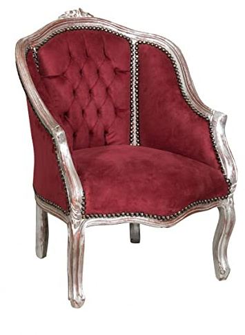Biscottini Silla Luis XVI 80x57x63 cm | Butacas para Dormitorio | Sillon Barroco | Silla Antigua | Sillon orejero Vintage Antiguo