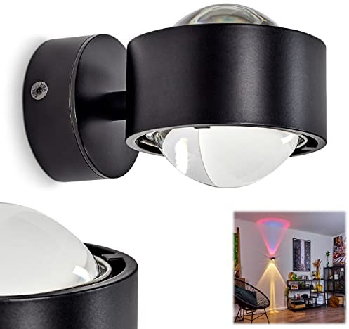 Vägglampa Sapri, modern väggspot av metall/glas i svart/klar, 1 x G9, utan glödlampa, väggspot med stor ljuseffekt, Up&Down lampa, leverans inkluderar: 1 x färgfilter blått