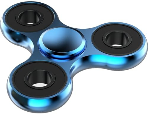 Aolcev Fidget Spinner Metal Fidget Toy Stainless Steel Fast Bearing 2-5 Minutes Spins Hand Spinner Tri Finger Gyro Toy EDC ADHD Focus Anxiety Stress Relief Toys Gifts for Kids Adults-Blue
