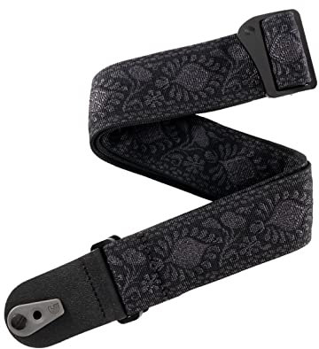 D'Addario Pad Lock Gitarrengurt mit Verriegelung - Gitarrenzubehör - Gurt E-Gitarre, Gurt Akustikgitarre, Gurt Akustikgitarre E-Gitarre & Gurt Bassgitarre - Monterey schwarz zweilagig