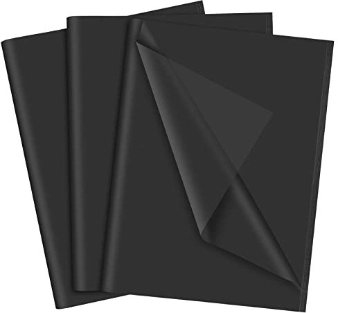 NEBURORA Schwarzes Seidenpapier für Geschenktüten 60 Blatt Schwarzes Seidenpapier Bulk 35 x 50 cm Mattschwarzes Geschenkpapier für Geschenkverpackungen Füller Kunsthandwerk Geburtstag Halloween