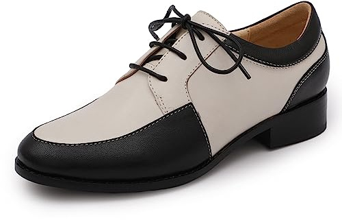 Mona flying Womens Handmade Dress Oxfords Derby Comfortable Lace up Leather Shoes for Ladies