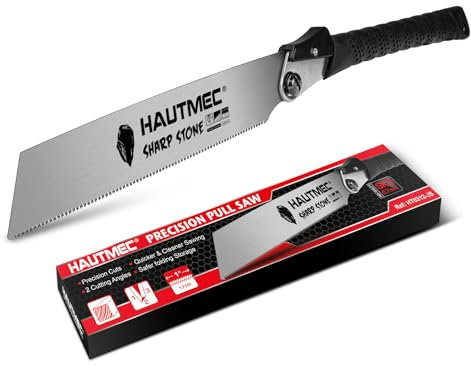HAUTMEC Folding Japanese Pull Saw, 230mm Hand Wood Saw with SK5 Blade (17TPI), Adjustable Dual Cutting Angle, Pro Handsaw for Fine & Fast Cuts – HT0312