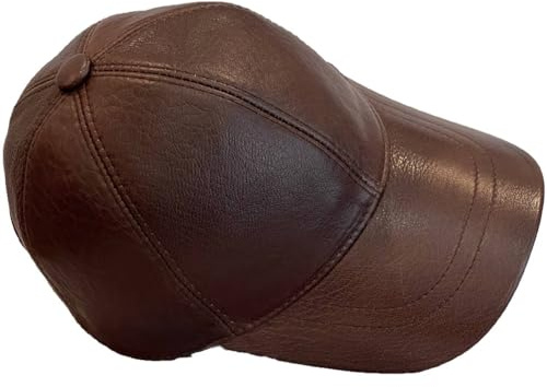 100% Real Genuine Lambskin Leather Baseball Cap Hat Sports Visor (Macciato Coffe)