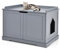 GOPLUS Katzenschrank, Katzenklo aus Holz, Katzentoilette für Indoor & Outdoor, Wasserdicht, Katzenhaus mit Eingang, für Kleintiere/Haustiere, Geräumiger Aufbewahrungsschrank (Grau)